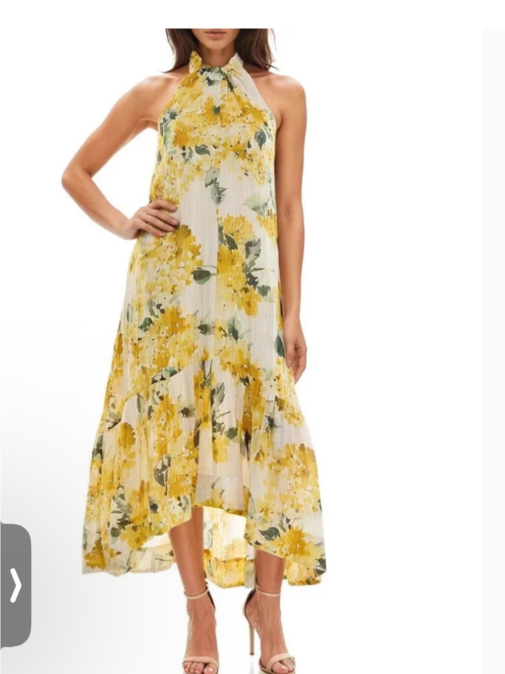 Socialite Yellow Floral Halter High-Low Dress